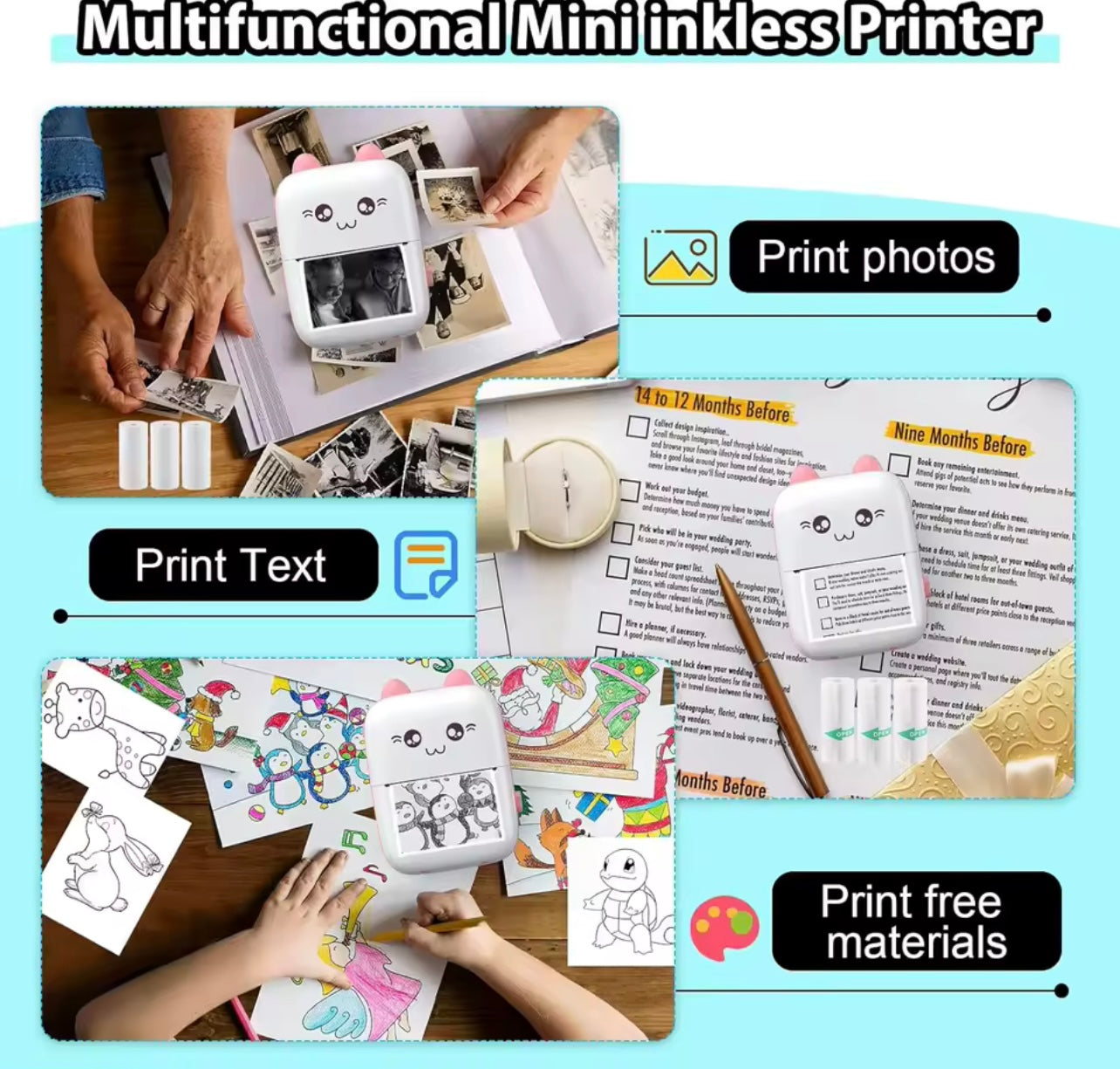 Mini imprimante thermique multifonction